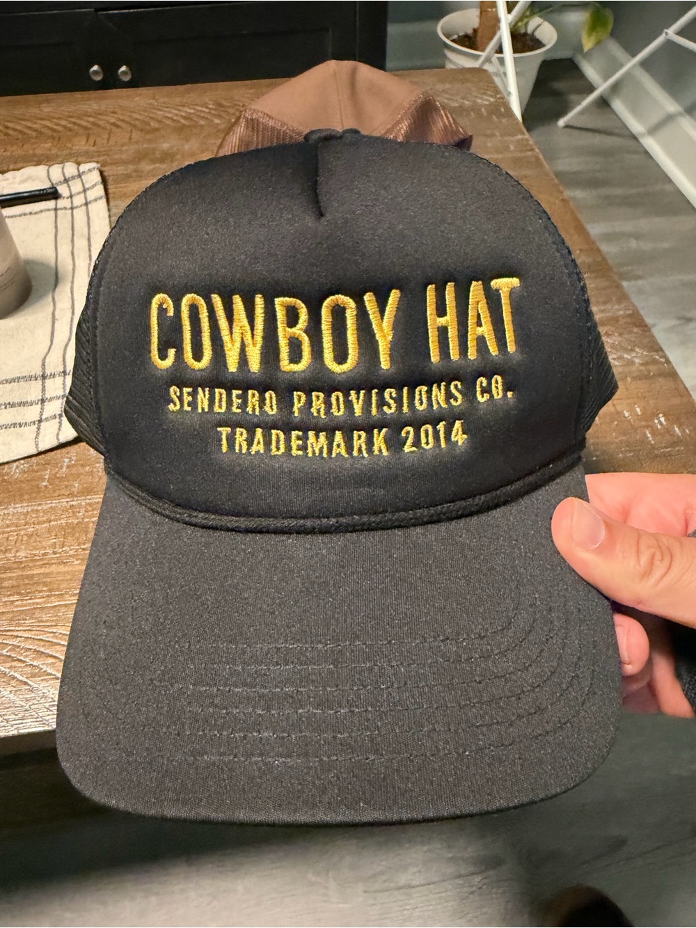 Sendero Provisions Co. 'Cowboy Hat' Embroidered Trucker Cap - Black with Yellow